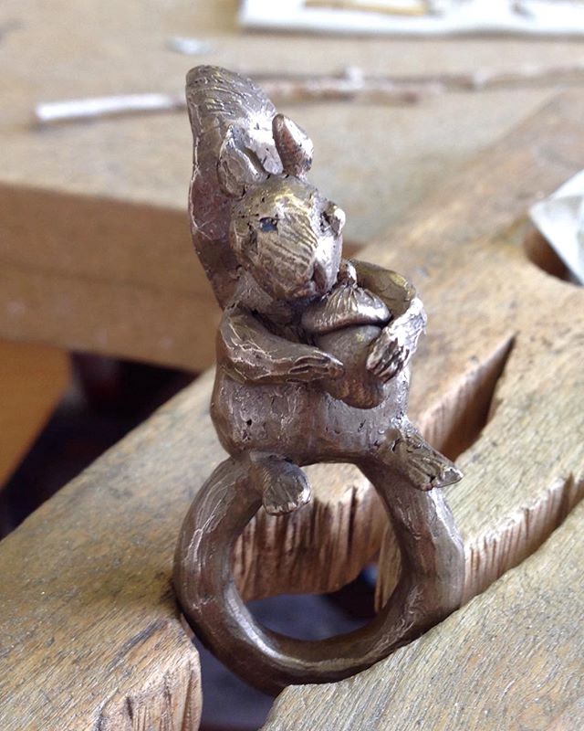 bronze squirrel ring I made just to amuse myself - we all need diversions, right?! #naturedistiiled#squirrellove#sfjewelry#momentofzen#asmileaday