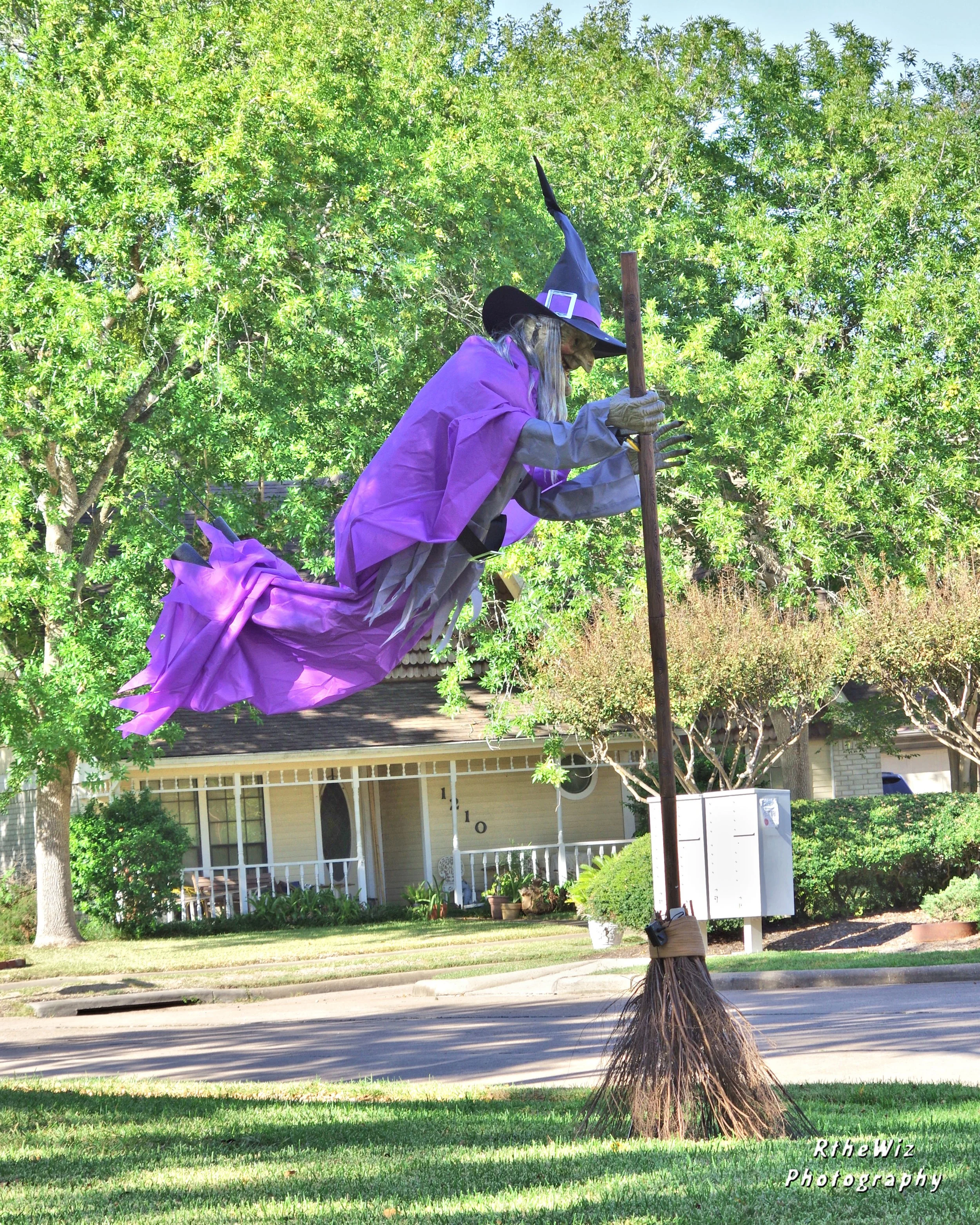 Flying neighborhood witch.