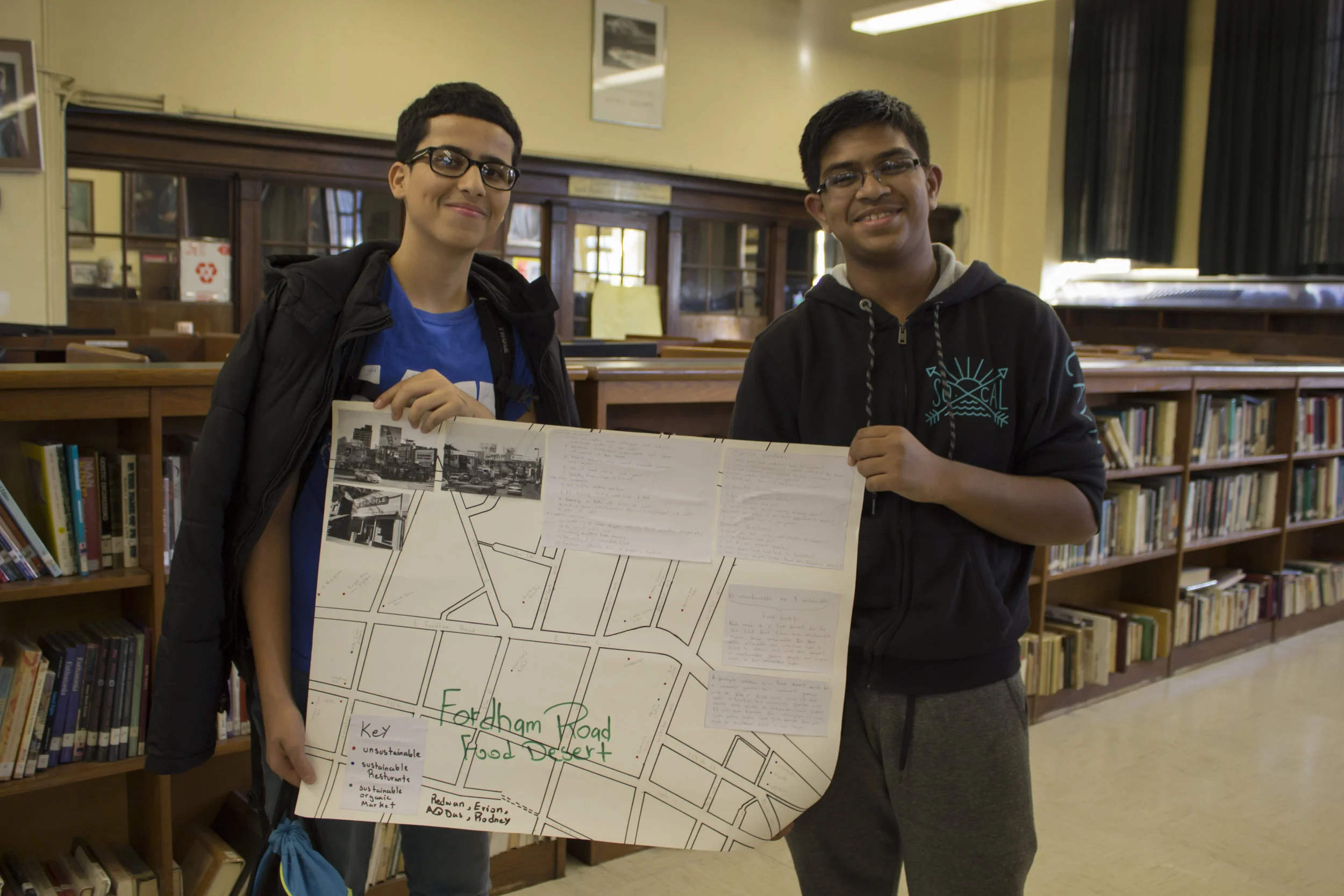 This group identified Fordham Road in the Bronx to be lacking in sustainable food resources, and identified a space where they think a community garden should be established.