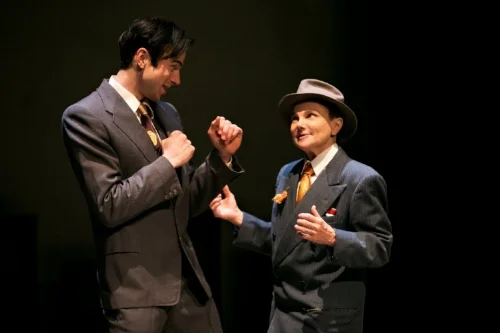 Sam Bardwell as Max Schmeling and Tovah Feldshuh as Joe Jacobs in “Dancing With Giants”