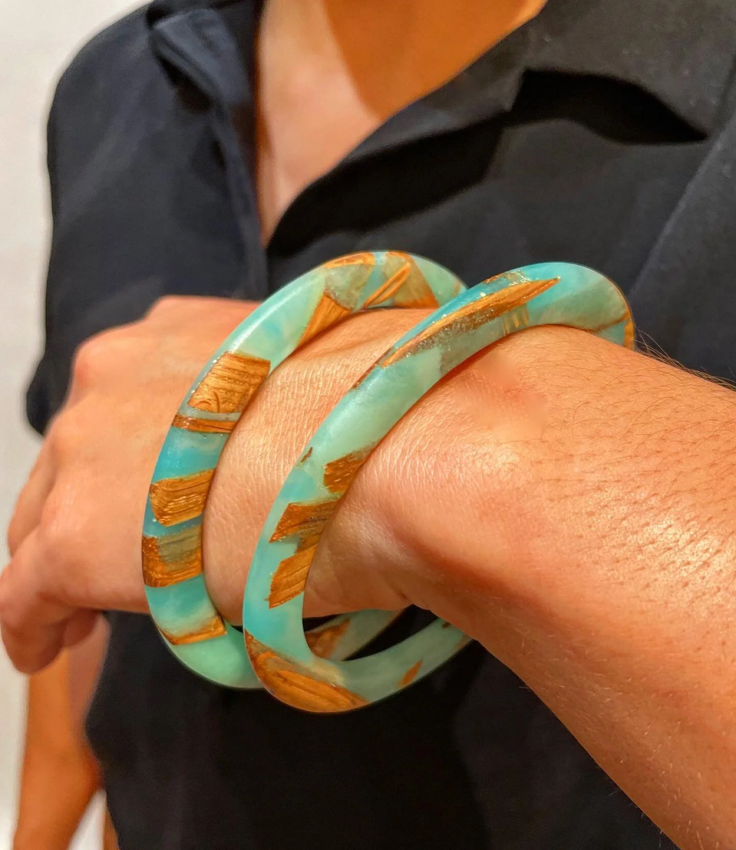 Cherry and Cast Resin Bangles in stock. $110 We&rsquo;ll give you a deal if you wanna stack&rsquo;em 👊🏼. DM for more info.