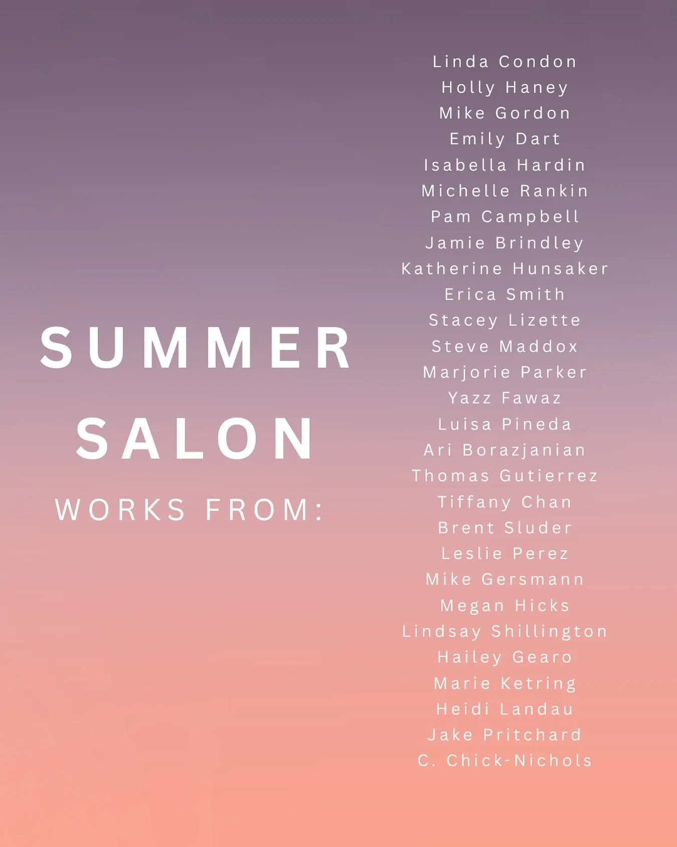 TONIGHT 7-10! Session 2. Art. Drinks. Vibes. Cloud Tree.

Come out and support our sweet little gallery and these incredibly talented artists!

Thank you to everyone who applied to be in this year&rsquo;s Summer Salon. We feel so blessed to host a sp
