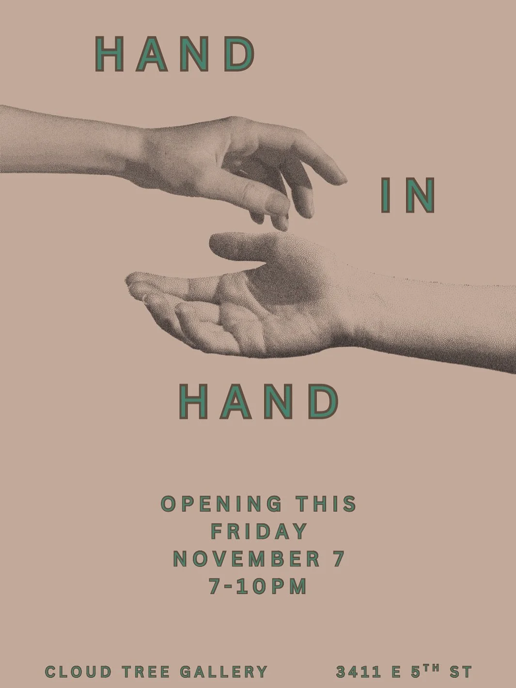 Hand in Hand opening this Friday, 7-10pm

Cloud Tree has gathered some of our dearest friends/artists to show in the gallery for the 2025 Austin Studio Tour. Join us Friday night for a sneak peak before the crowds on Saturday and Sunday.

#austinstud