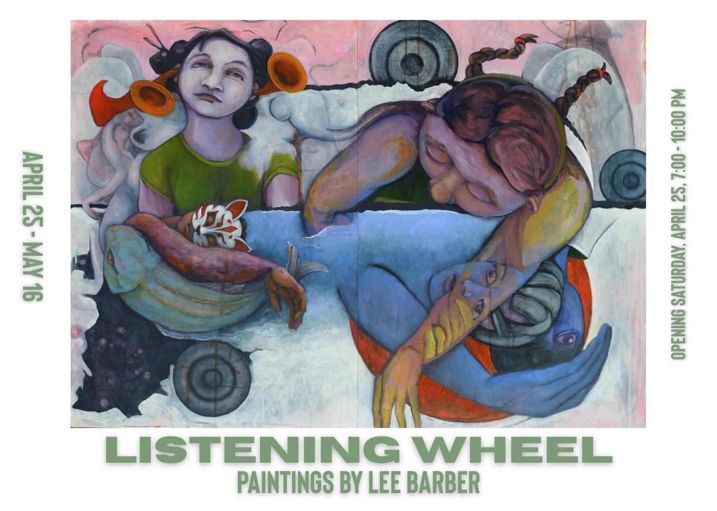 Our next show opens in two weeks!

Listening Wheel
Paintings by @barberzooo 

Opening reception: Saturday, April 25, 7-10PM

On view: April 25 to May 16

At Cloud Tree Gallery
3411 E 5th Street
Austin, Tx
