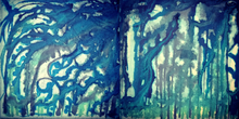 Merriah Jackson My Blue Forest is a Blue Forest, Fabric Paint on Canvas, 12” x 12“, 2019