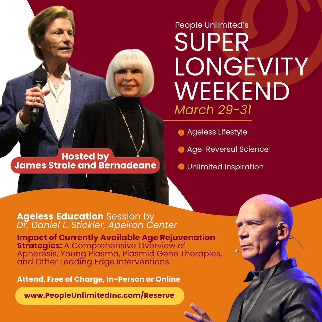 Empower your super longevity with us! Join us March 29-31st, free of charge. 

This month&rsquo;s #AgelessEducation session is led by Dr. Daniel Stickler, from @apeironzoh 
 

#longevity #superlongevity #medicine #regenerativemedicine #precisionmedic