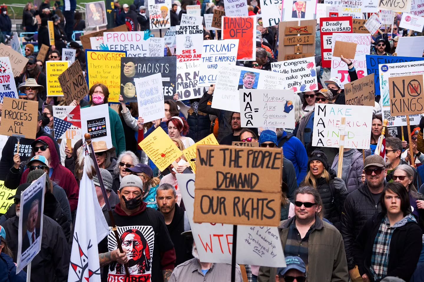 April 19, Denver, CO &mdash; On Easter weekend, thousands gathered on the steps of the Colorado State Capitol as part of the nationwide &ldquo;Hands Off&rdquo; demonstrations organized by @50501movement . The protest in Denver was one of many held ac