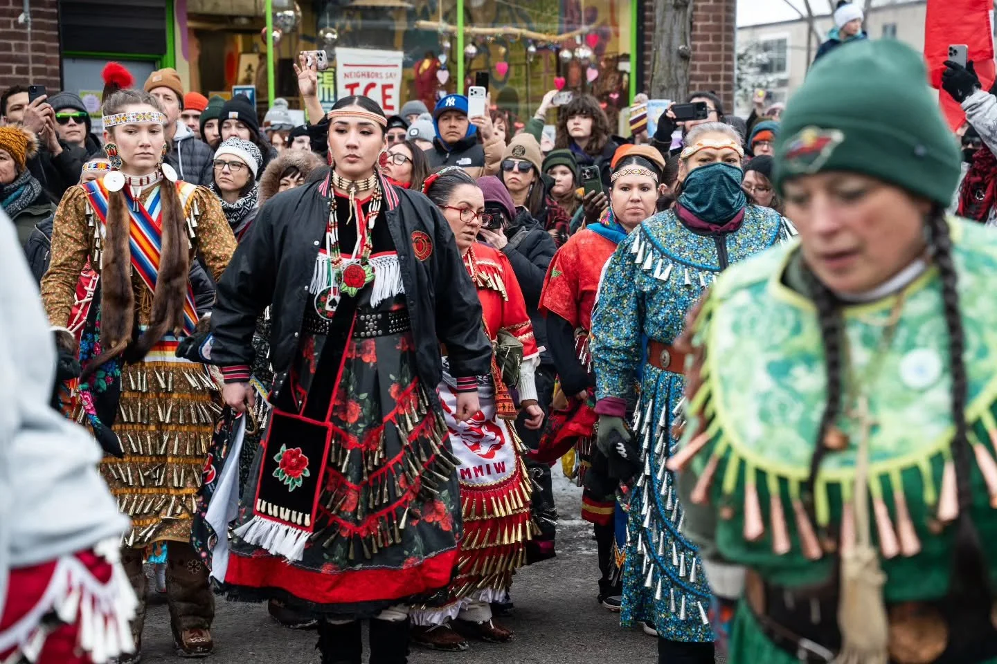The Indigenous community held a jingle dress ceremony at the memorial sites for both Alex Pretti and Ren&eacute;e Good, honoring their lives.