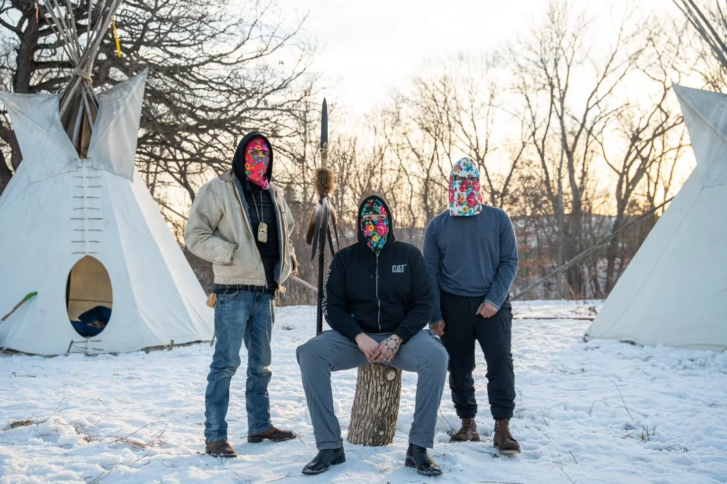 The Oceti Sakowin tipi prayer camp over the last few days.
Things continue to flow and move in a good way here. The sacred fire keeps burning, with prayers carried to the land and to those being detained by ICE. A steady stream of people come through