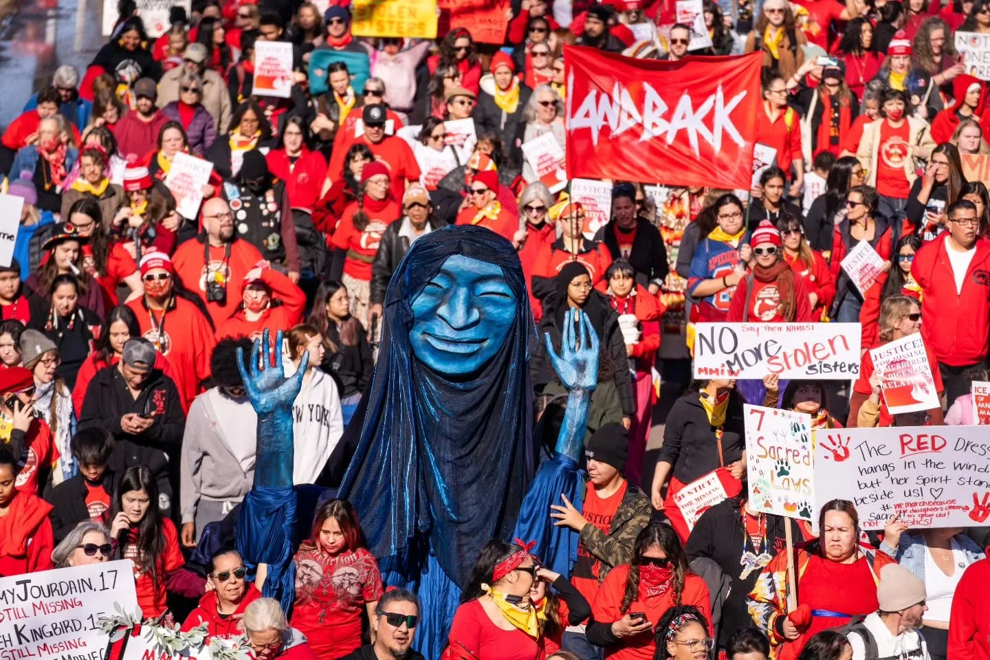 Today hundreds gathered at the Minneapolis American Indian Center for the annual Missing and Murdered Indigenous Relatives march, a space of prayer, remembrance, and urgent demand for justice.

In 2025, 732 Indigenous people were reported missing in 