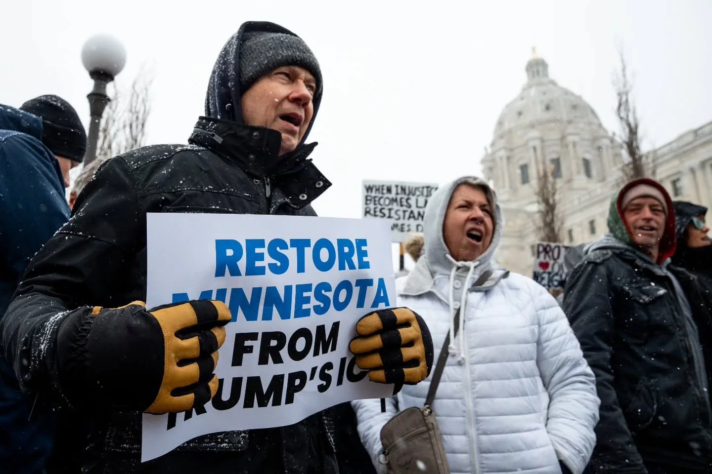 Protect Our Neighbors, Restore MN rally and march at the Minnesota State Capitol today, Feb 18, 2026. @indivisible_twincities @isaiahorg @faithinmn were some of the main organizations behind this event. 

Organizers called on state leadership and Min