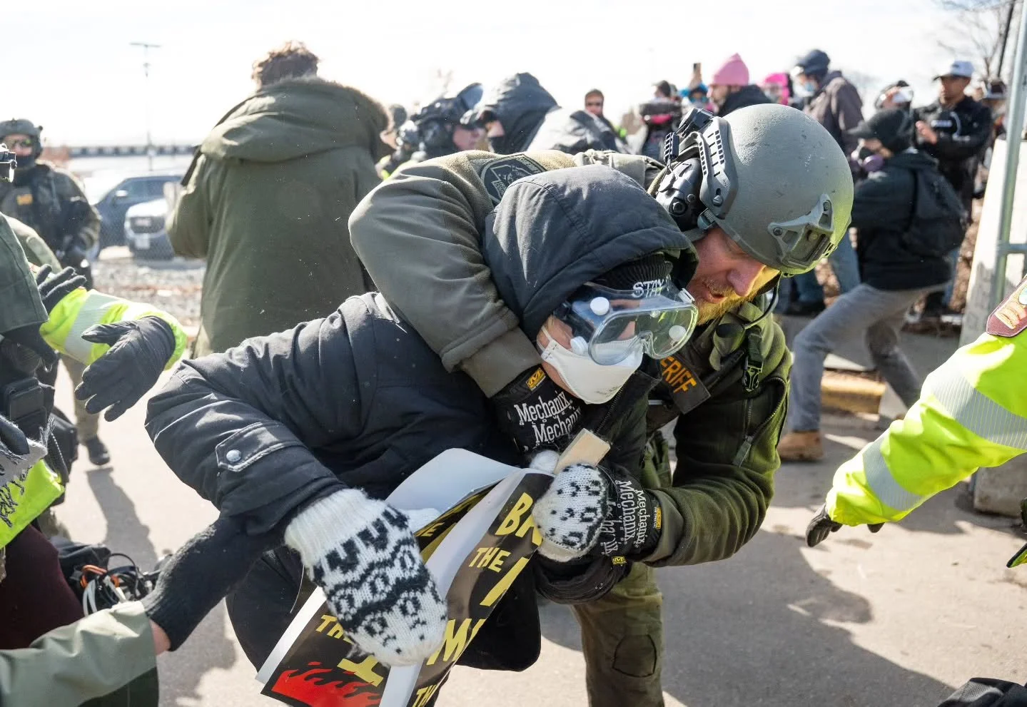 Moments from March 1, at the Whipple Federal Building during the protest Bring the Heat, March on Whipple, the final event of the week of action against ICE in Minnesota. 

After a short March that got blocked off by police protesters rallied behind 