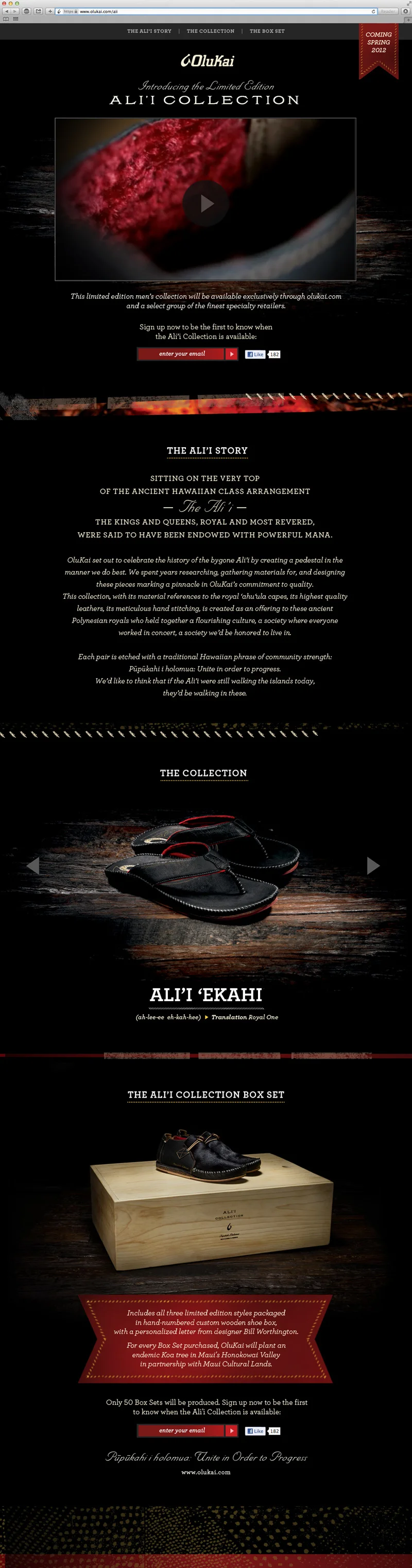 Ali‘i Spring Collection Custom micro-site designed for OluKai's spring collection.