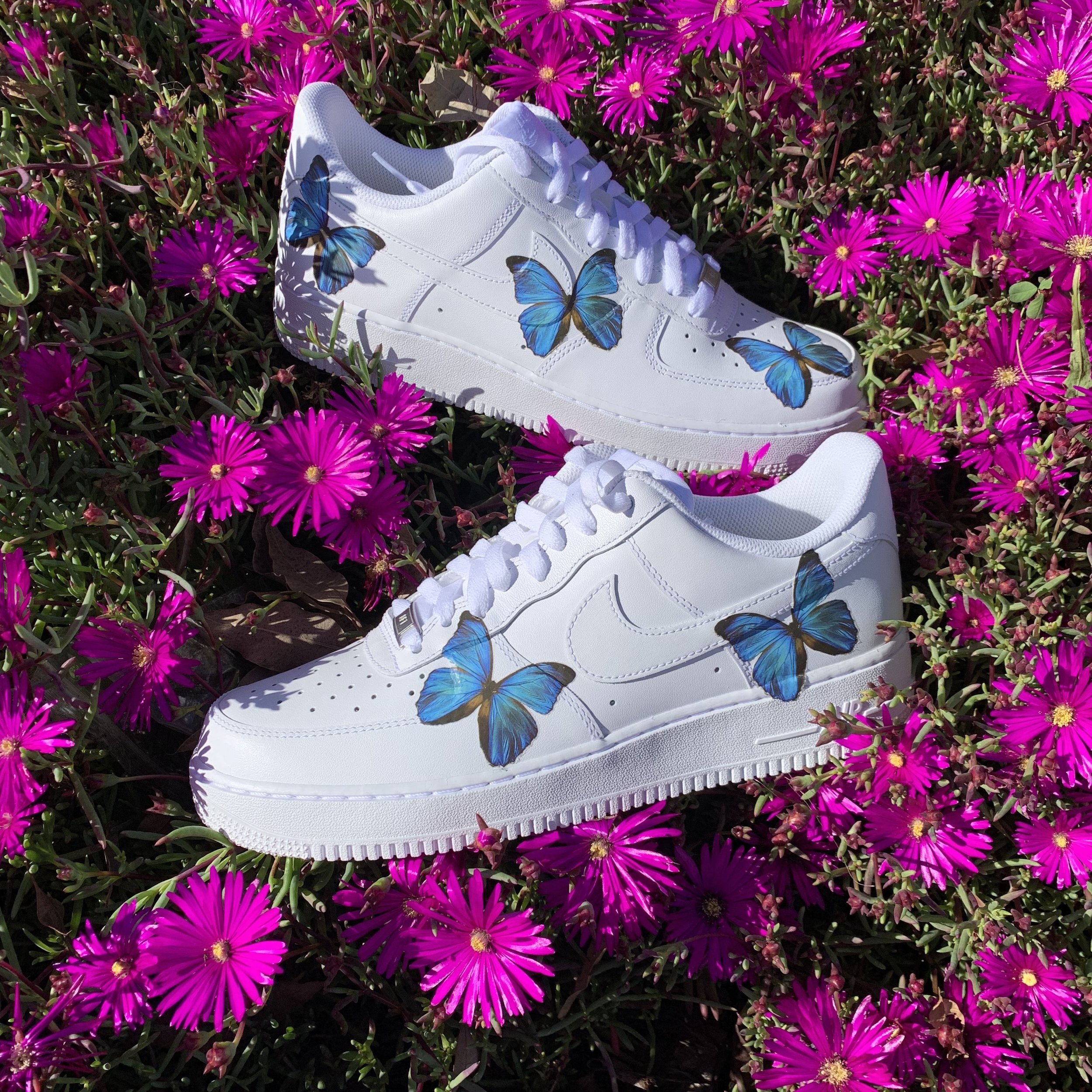 nikes with butterflies