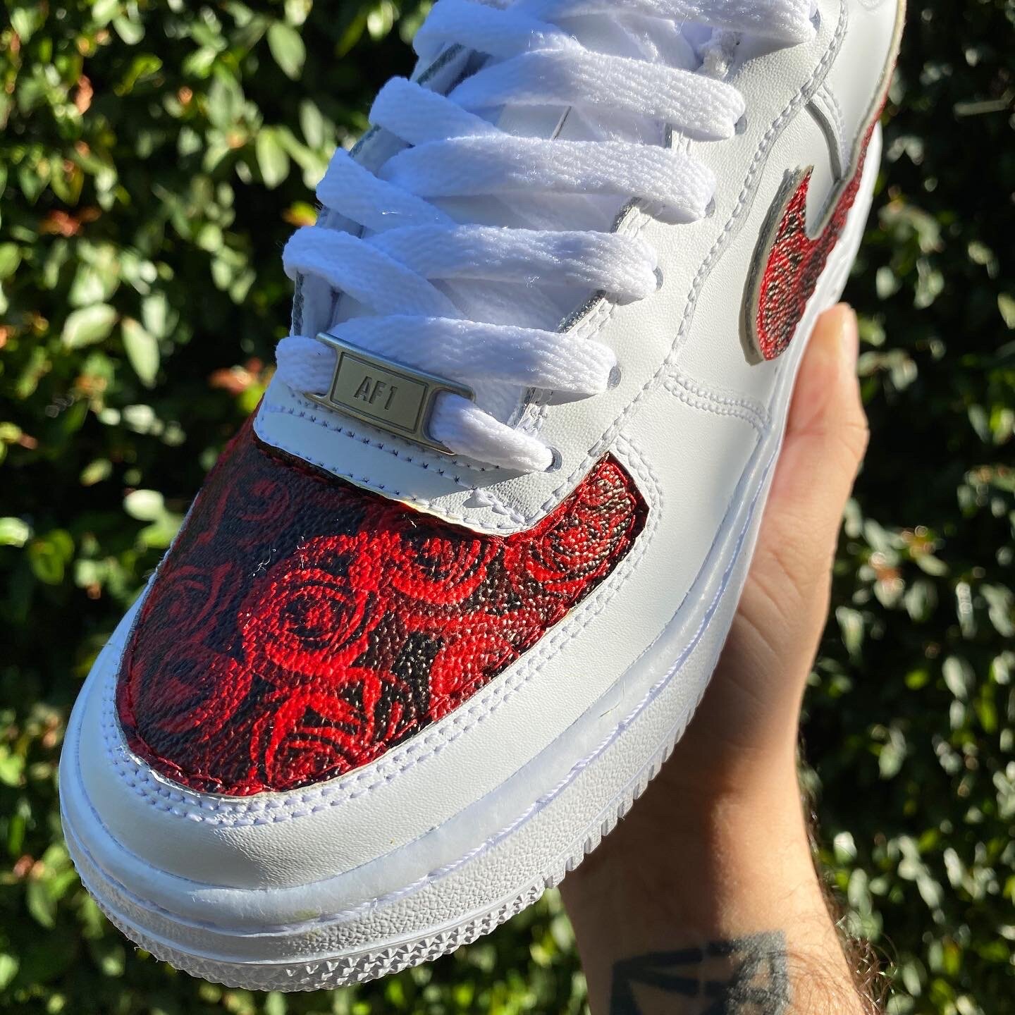 air force ones with red bandana