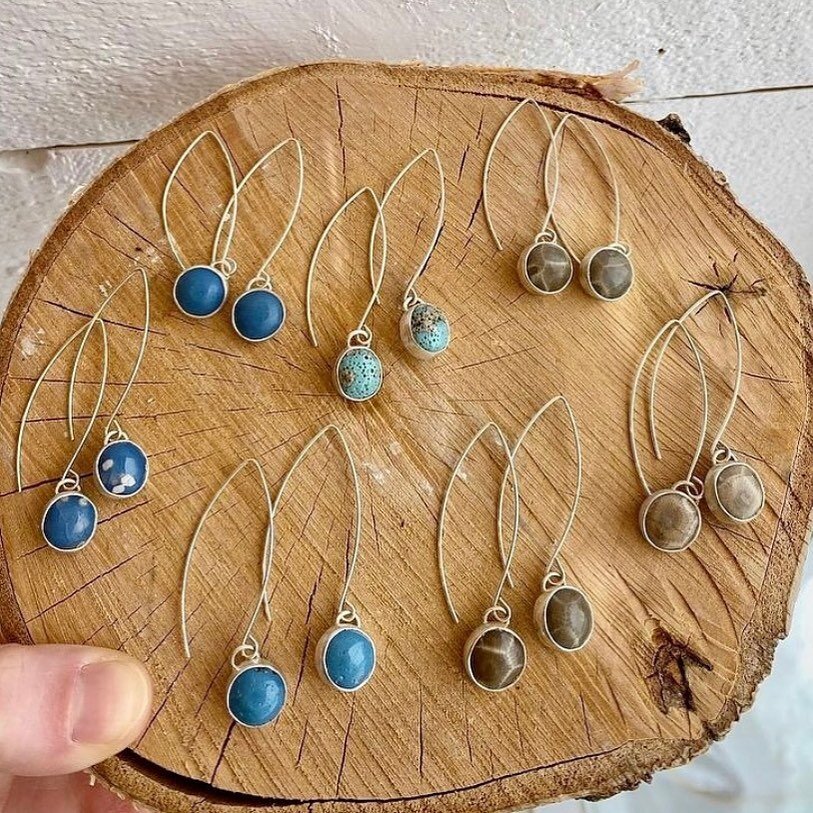 Markie of @silverslagstone dropped off the first bit of our fall order and there are your favorite droplets, studs, and hammered earrings in the shop now! 

Featuring Leland Blue and Petoskey stones, hunted by Markie and her little family locally in 