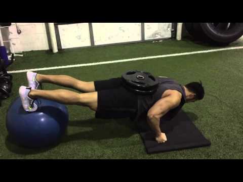 Weighted Knuckle Pushups on Stability Ball