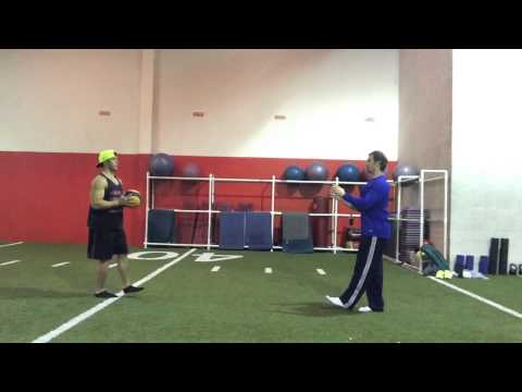 Single-Leg Medicine Ball Chest Pass