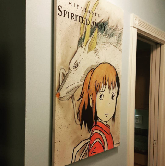 Thank you for giving this beautiful poster a home @tipthevelvet .  “Spirited Away” poster, 24” x 36”, acrylics.  