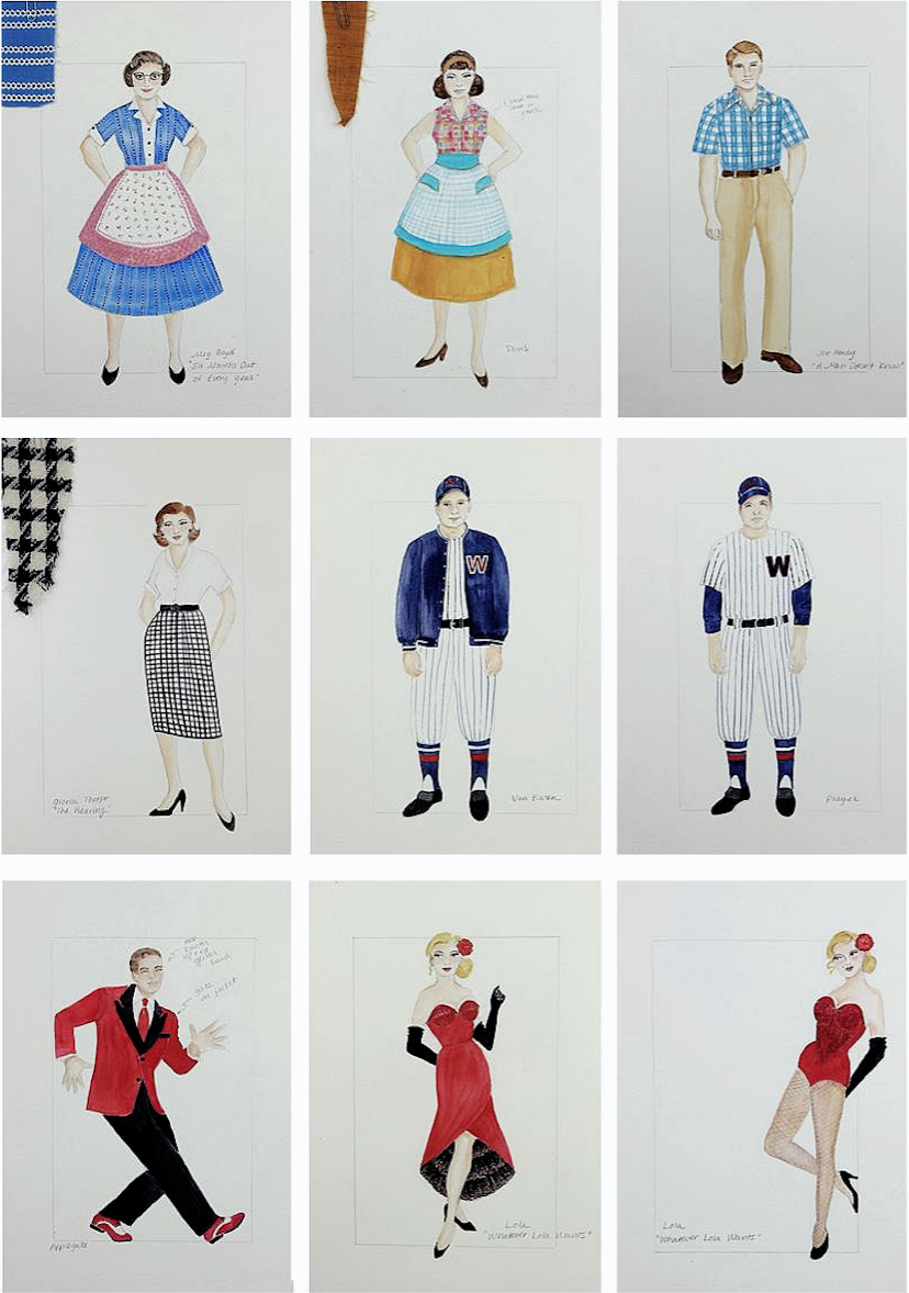  A selection of   Damn Yankees   costume renderings 