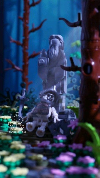 The final resting place of a questing knight, who fell at the foot of a monument to his deity. Both their names are lost to time. Was their quest completed? Did they perish knowing the outcome of their deeds? Not a soul could know, as they rest peace