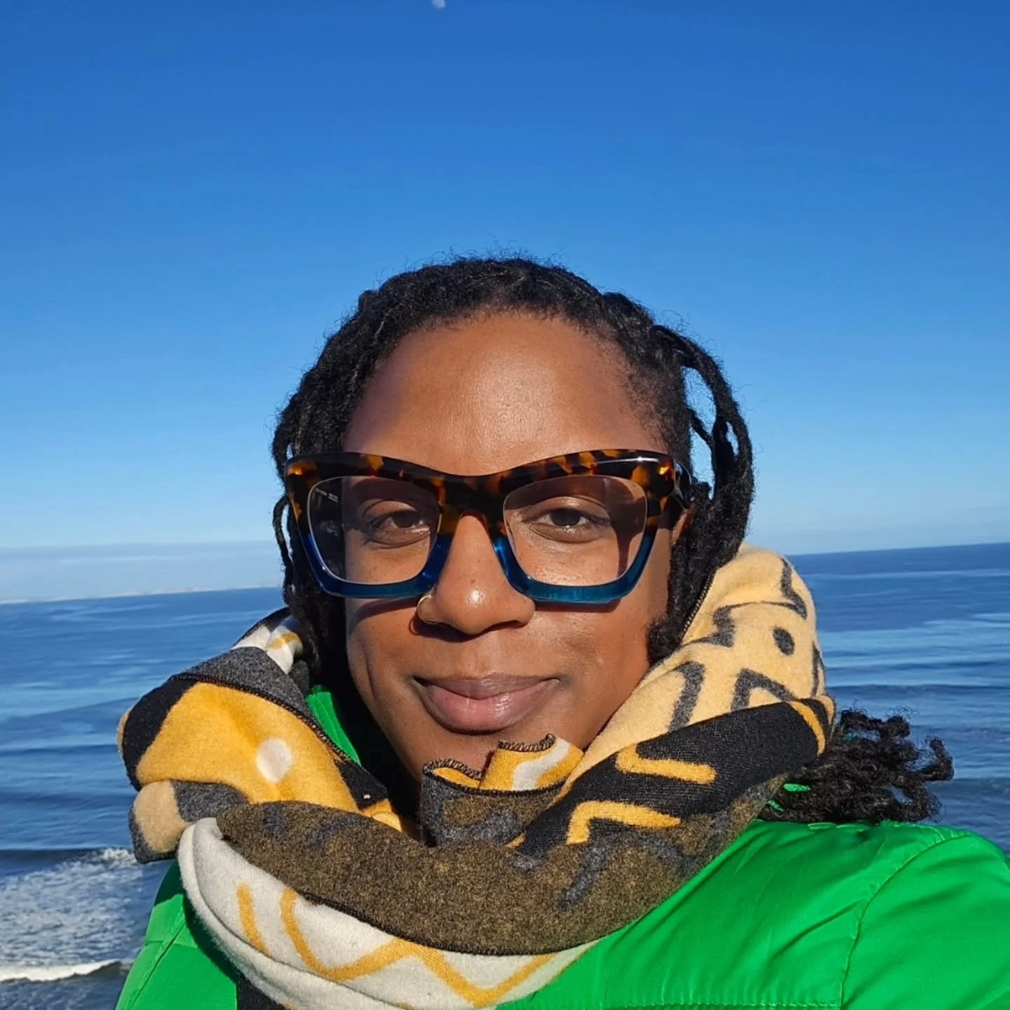 Slide 1:
Me, by the water, exactly where I need to be. Resting, crying, healing, connecting. 

Slide 2:
Our offering to you. 

We are all tired.
And grieving. 
And loving and living. 
And struggling and care-giving.
And laughing and healing.
And worr