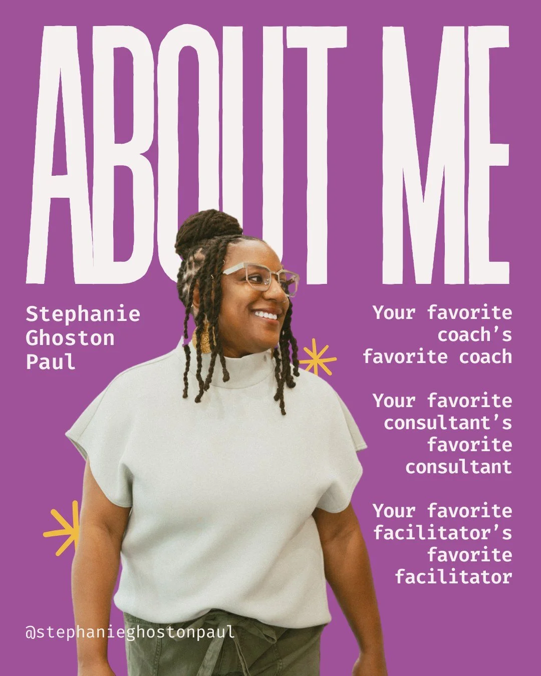 Hi, I&rsquo;m Stephanie Ghoston Paul&mdash;your favorite coach&rsquo;s favorite coach, your favorite consultant&rsquo;s favorite consultant, and your favorite facilitator&rsquo;s favorite facilitator.

I&rsquo;m a speaker, facilitator, coach, consult