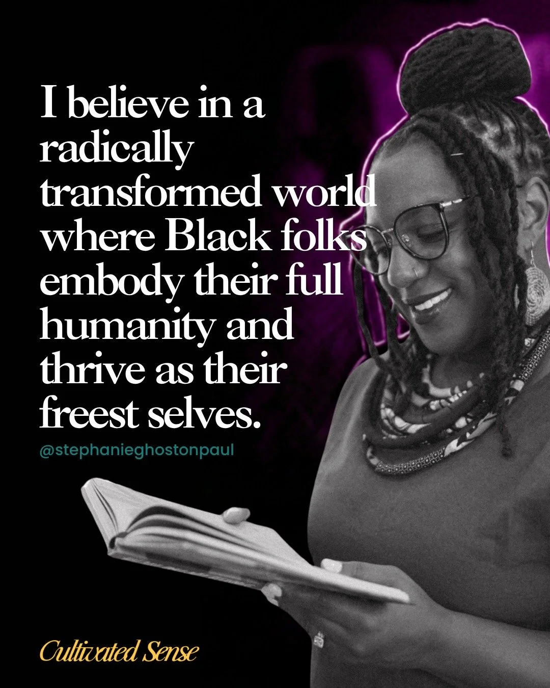I believe in a radically transformed world where Black folks embody their full humanity and thrive as their freest selves.

That belief is not abstract for me. It informs how I coach, facilitate, speak, consult, and gather. It informs how I relate to