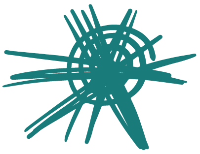 Abstract digital graphic of intersecting lines and circles in shades of blue and teal.