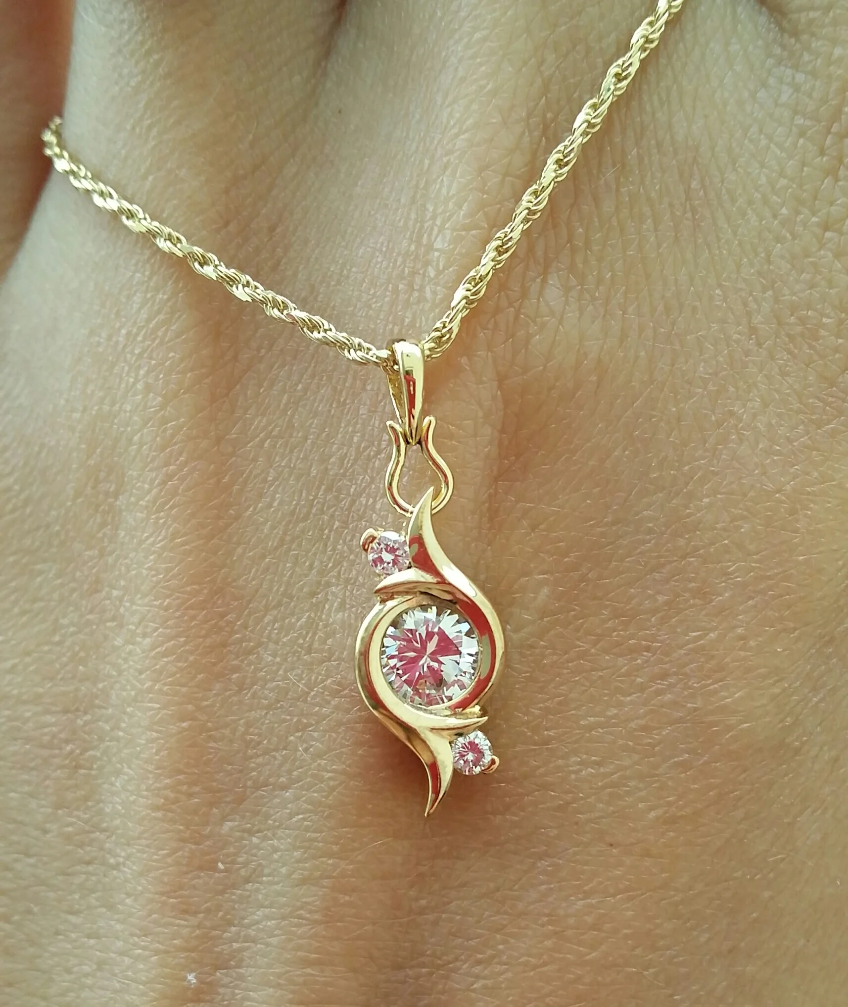 14k diamond solitaire pendant