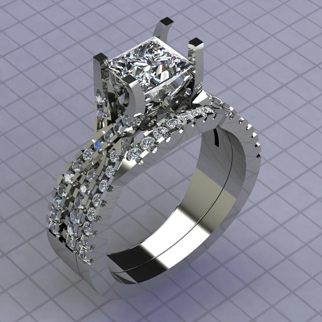 Render: Diamond wedding set