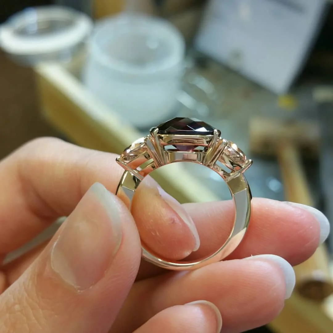 18k red gold garnet and morganite RHR