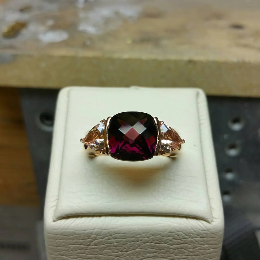18k red gold garnet and morganite RHR