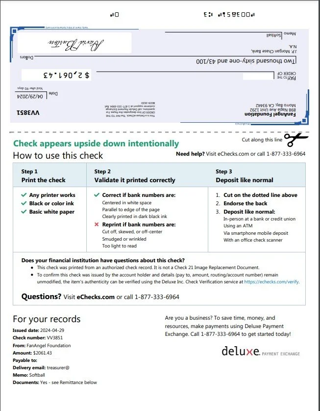 Deluxe Printable Checks — FanAngel