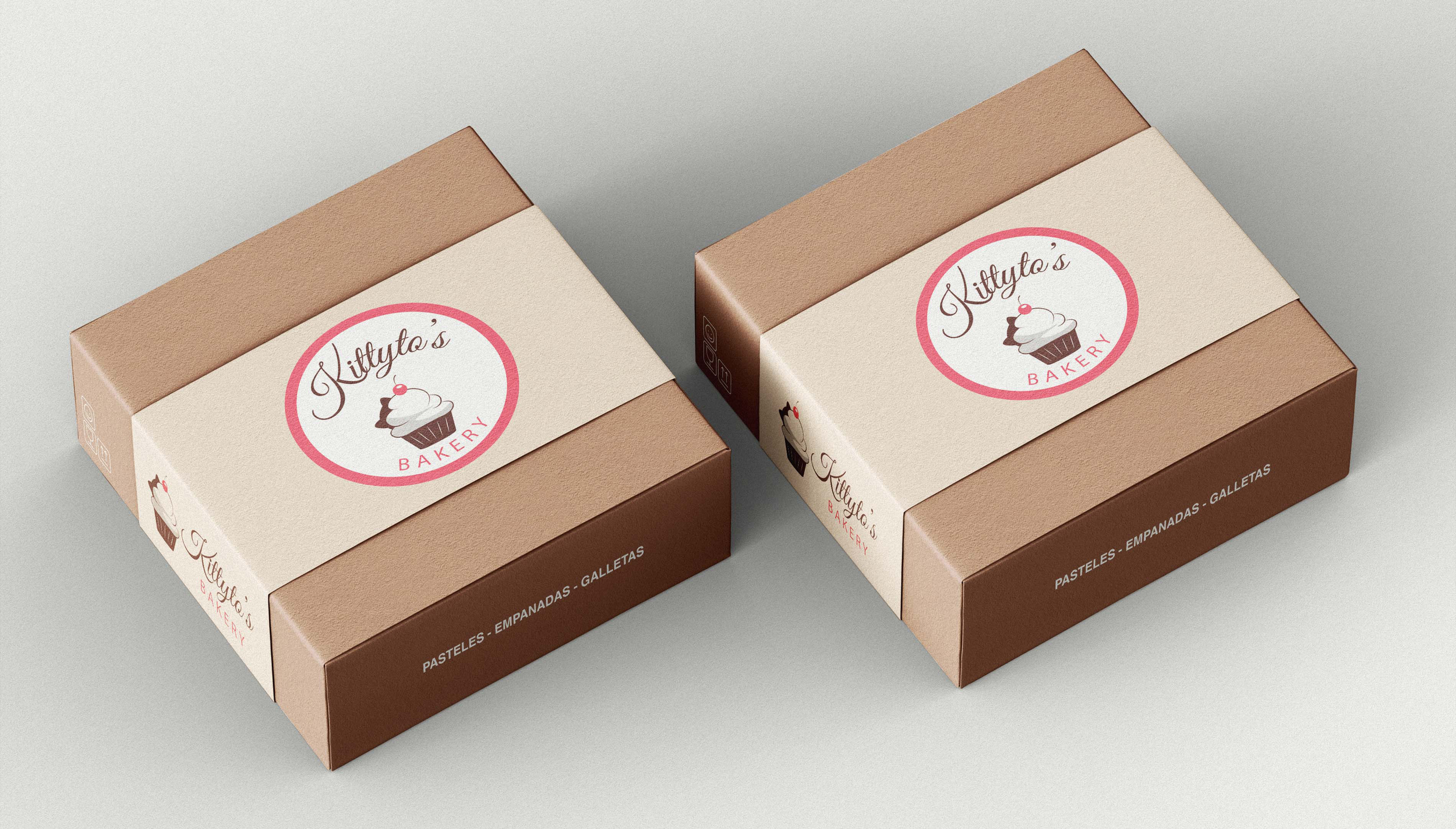 Kittyto's Bakery Logo on bakery boxes