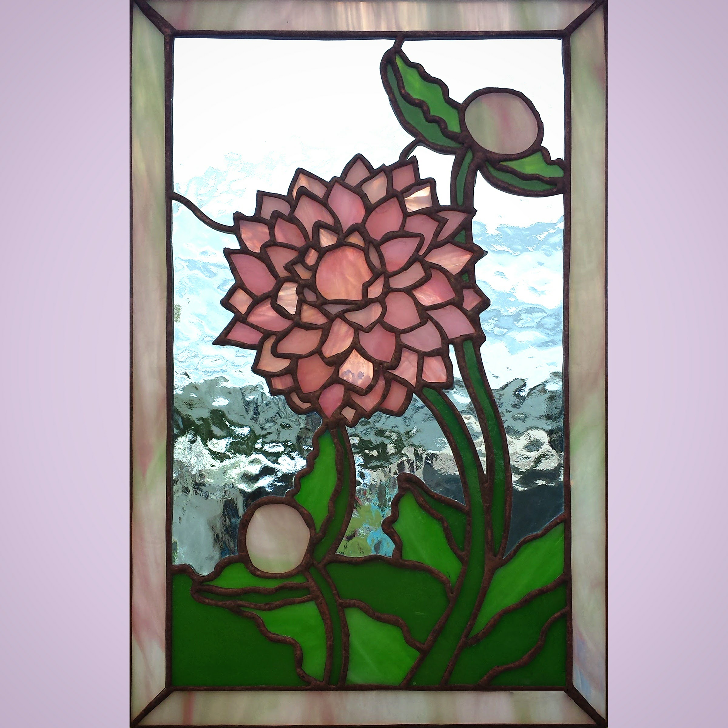 Pink Dahlia ~ Stained Glass by Colleen Clifford ~ serving Humboldt County and beyond