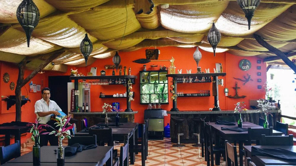 Inside the restaurant.