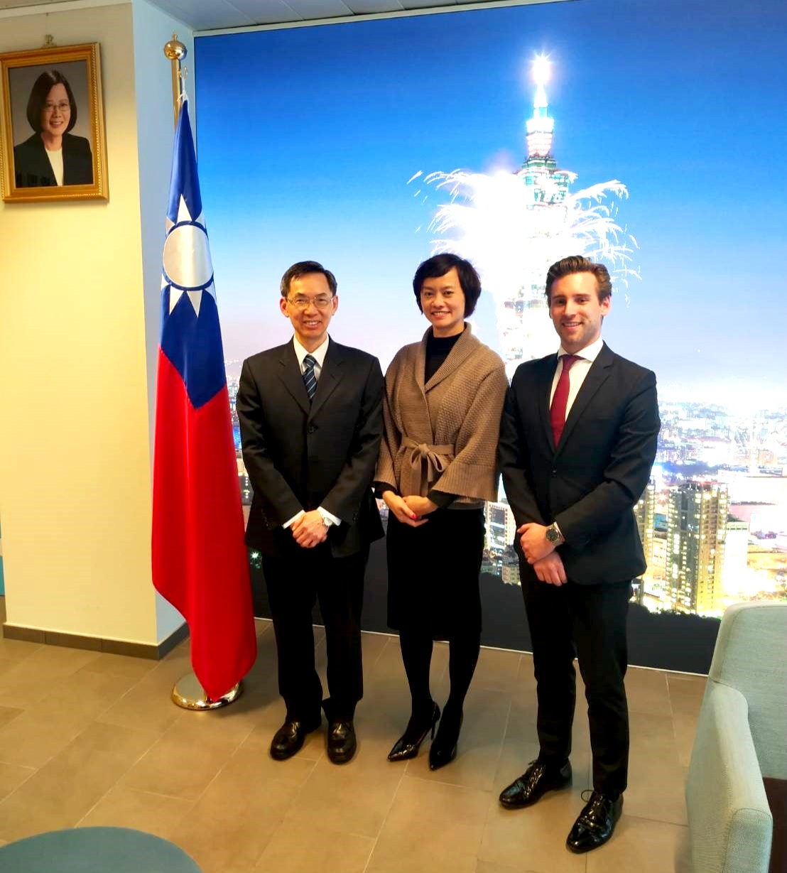 From left to right:Mr Eugene Y.J. Chen the Director Economic Division of Taipei Representative Office in the European Union and Belgium, Mrs Angela Chen the Asia Pacific Regional Manager and Mr Timo Diremer the A.A. Europe Officer.