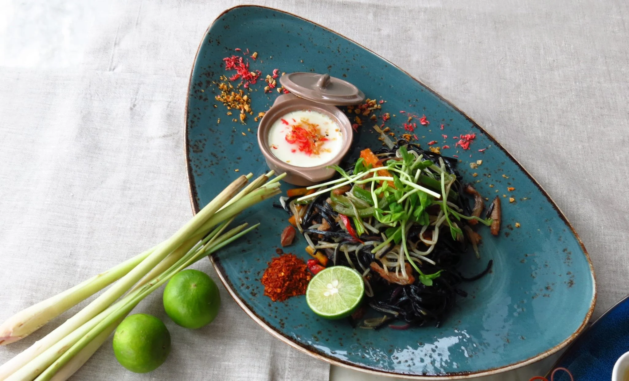 181016 Dish-Pad Thai black ink noodles with barbeque pork, tofu, free range hen egg and soy bean sprouts..jpg