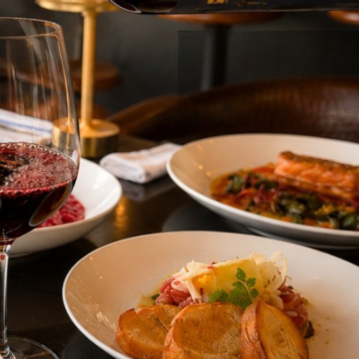Sunday table with food and wine