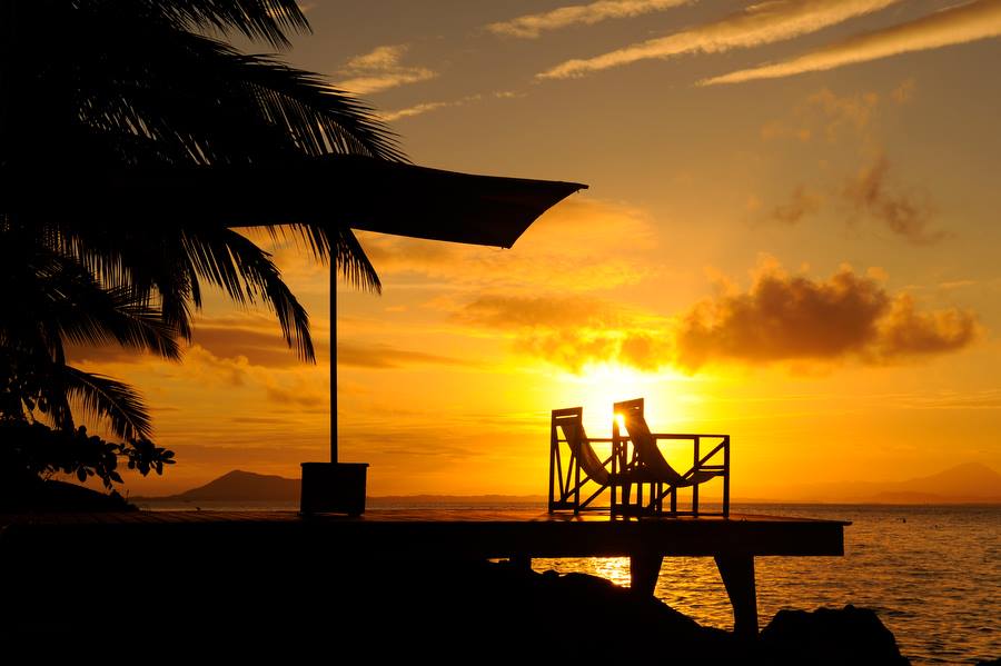 sunset from the deck at Tsara Komba Lodge