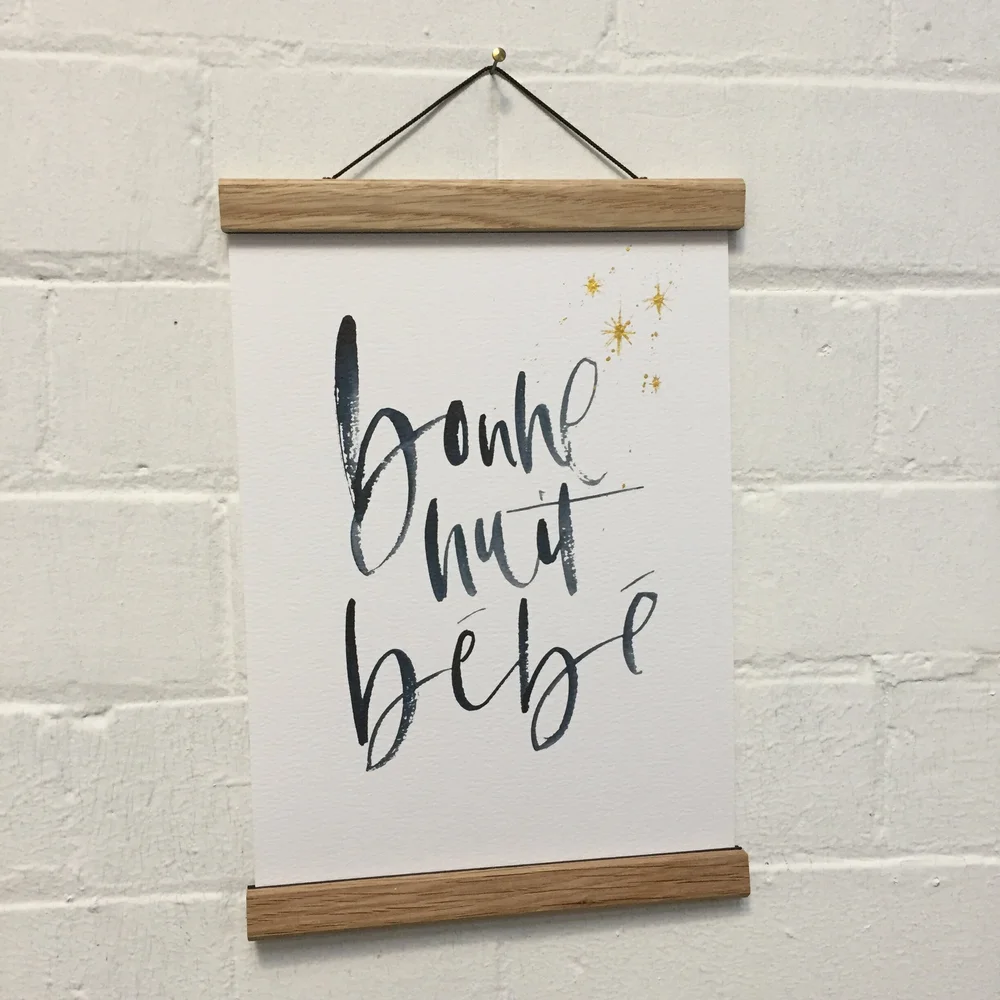 Bonne Nuit Bebe Brush Lettered Print Modern Calligraphy Lettering Studio