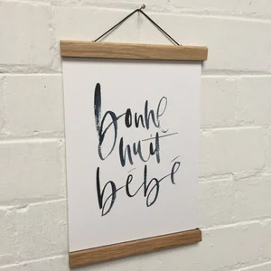 Bonne Nuit Bebe Brush Lettered Print Modern Calligraphy Lettering Studio
