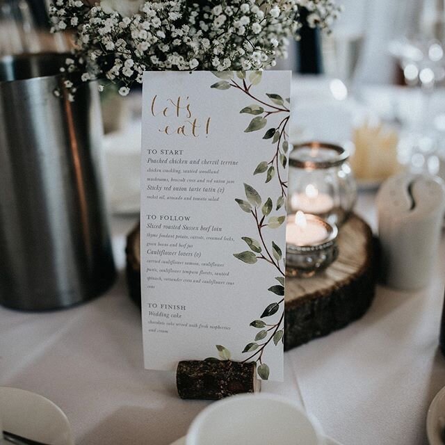 Swiftly followed by a few details from our friends Kerry &amp; Ben&rsquo;s nuptials at @bartholomewbarn ✨ celebrating their first anniversary today &amp; also shot by @matthoran85 (the guy gets about...), loved these table menus with the foliage from