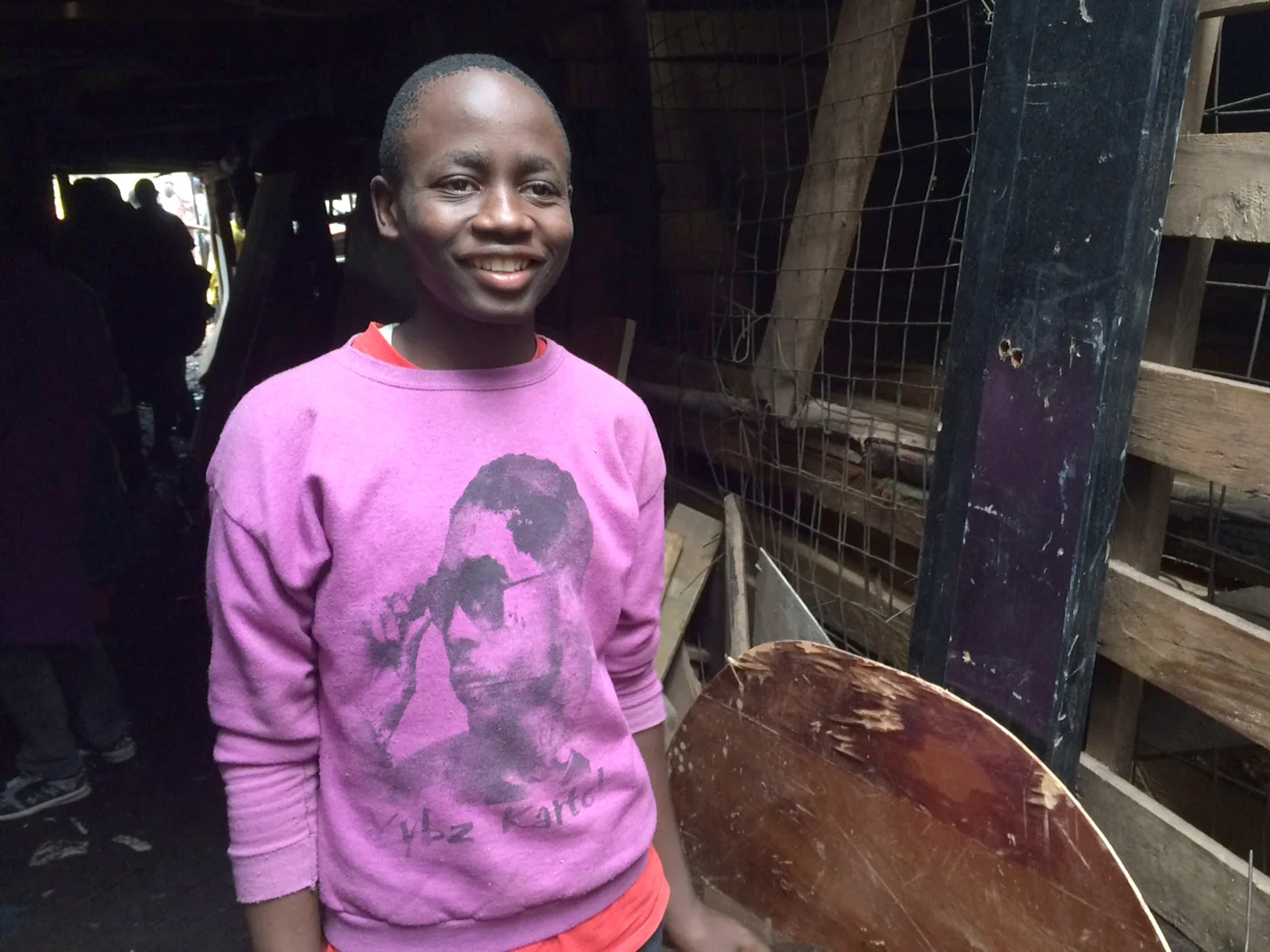 Ronald, 18, graduated from the Shelter carpentry program in December and now works in a carpentry workshop in Kenya's capital city. The skills he learned at the Shelter allow him to support himself. 