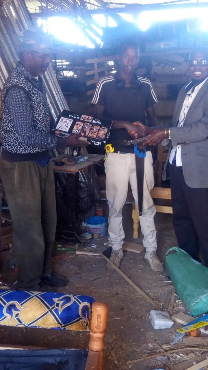 After 9 months of rehabilitation, and one year of carpentry training, Rodgers finally has his first job! Rodgers lived on the streets of Nairobi for five years before moving to the Shelter. His mother passed away when he was a toddler, and his grandmother struggled to raise him. Eventually, he ran away. But thanks to donors like you, Rodgers was able to change his life. Shelter social workers helped him to leave the streets and learn the carpentry trade so that he can now support himself—and perhaps, someday, a family.