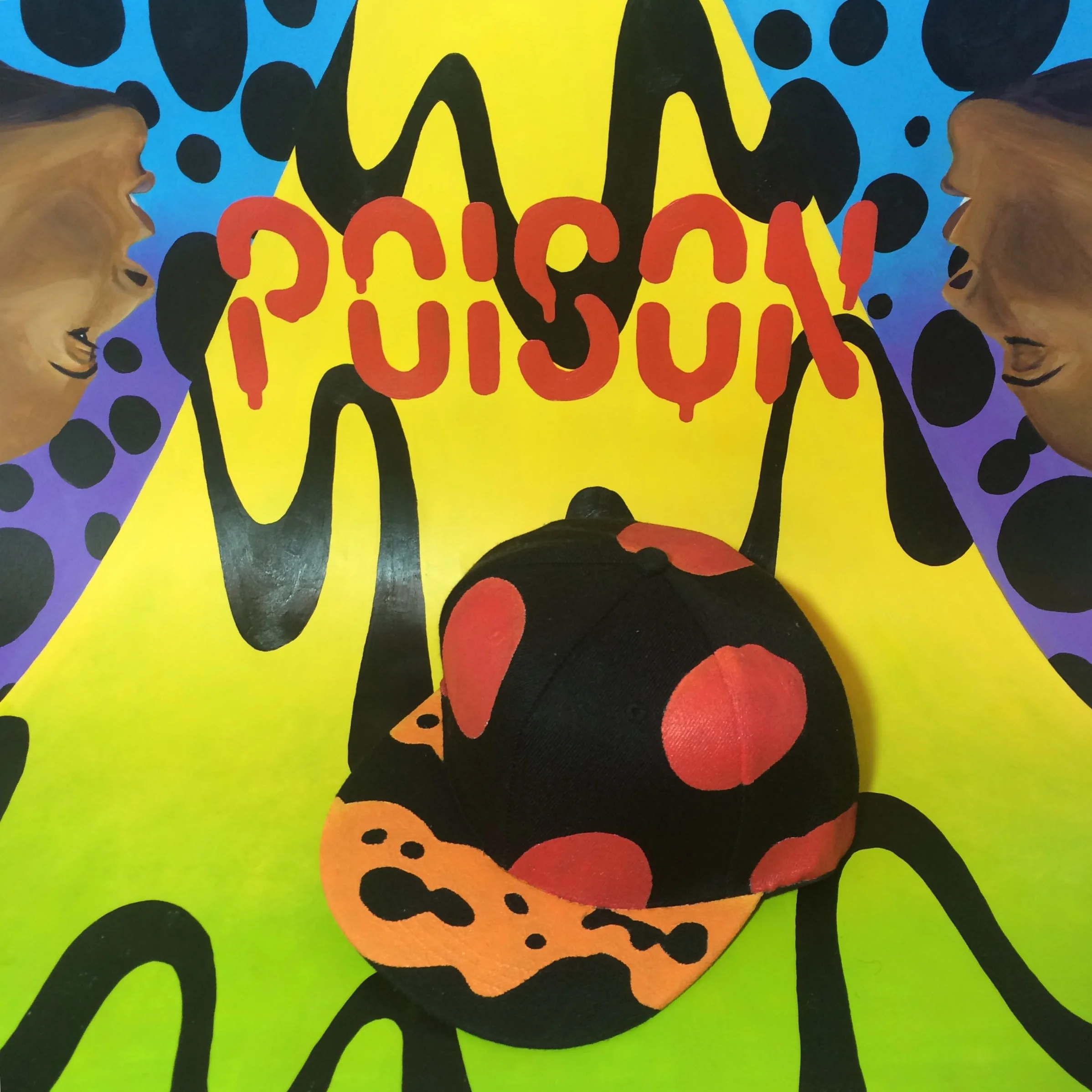  2016  Hand-Painted Poison Dart Frog Snapback Cap (for sale)  Background Artwork (Acrylic on Paper) 
