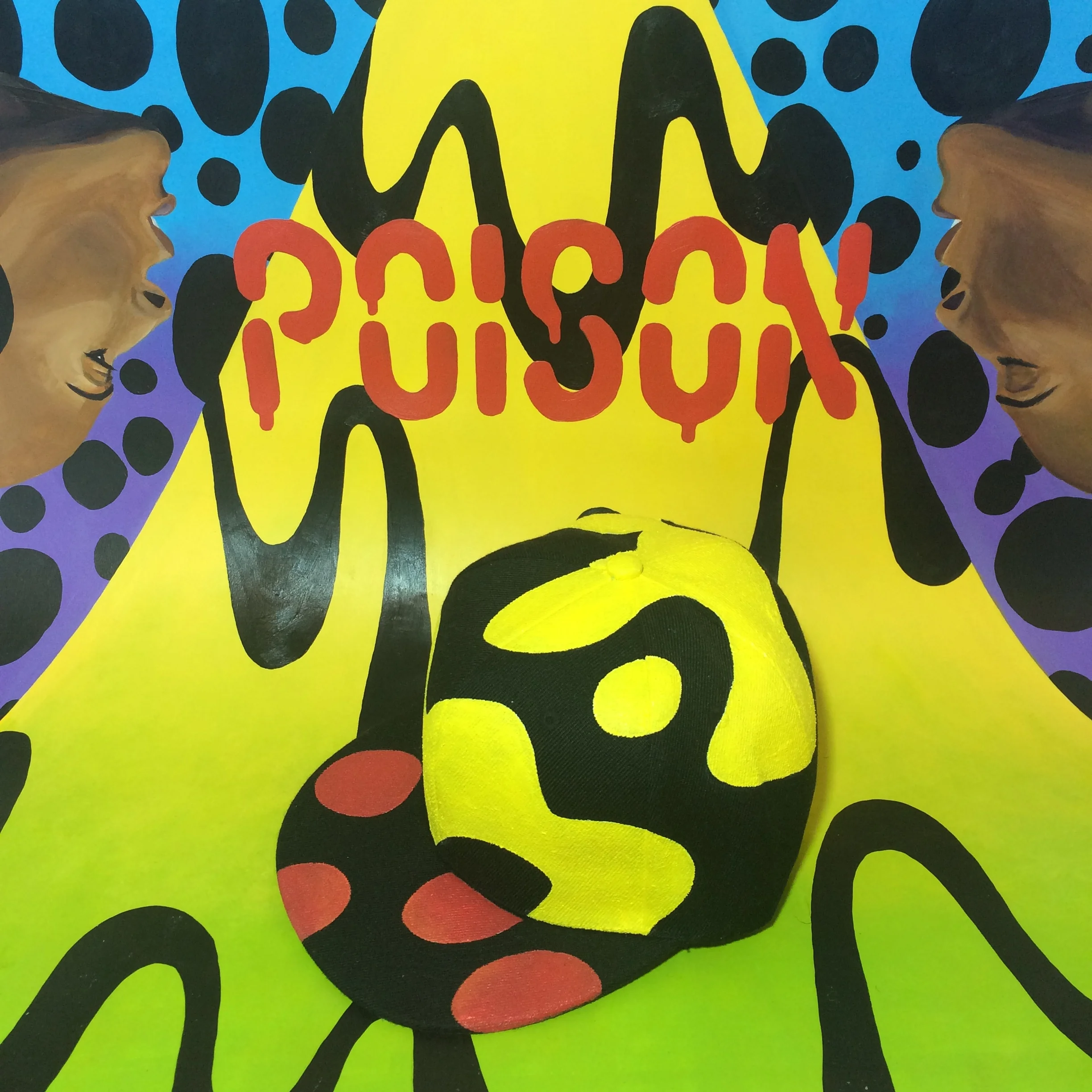  2016  Hand-Painted Poison Dart Frog Snapback Cap (for sale)  Background Artwork (Acrylic on Paper) 