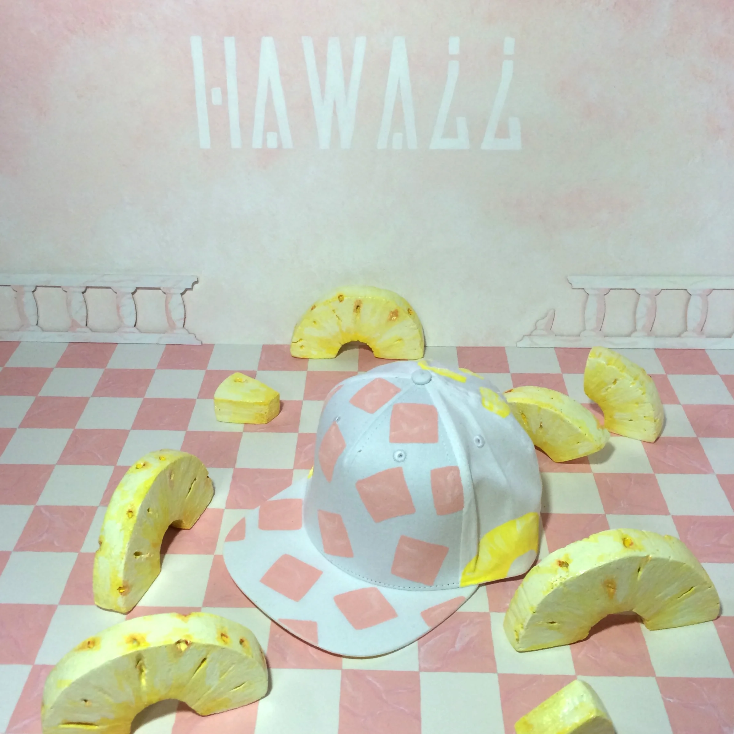  2016  Hand-Painted 'Ham and Pineapple' Snapback Cap (for sale)  (Artwork/Props also made by Stupendous Tremendous) 