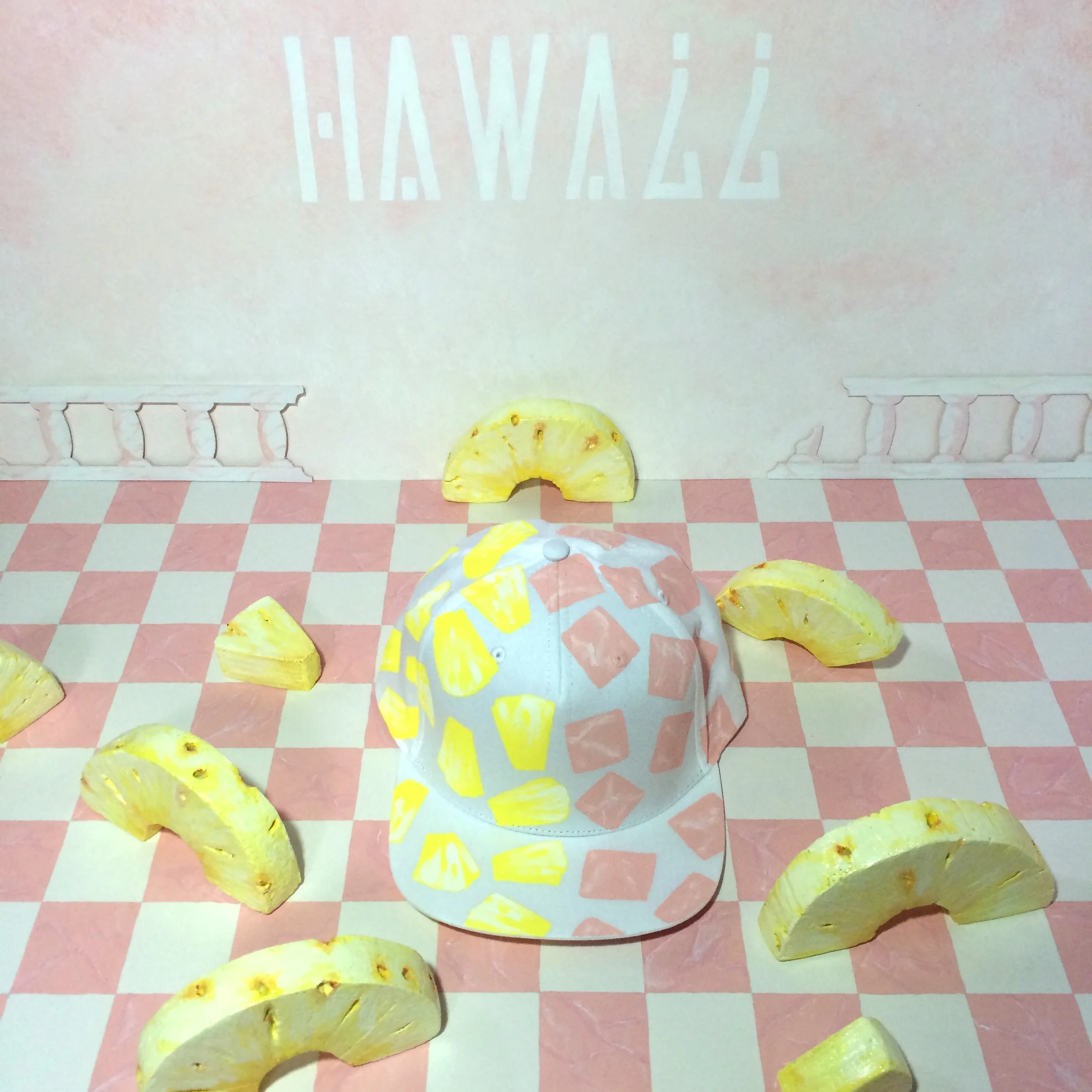  2016  Hand-Painted 'Ham and Pineapple' Snapback Cap (for sale)  (Artwork/Props also made by Stupendous Tremendous) 